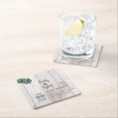 ホワイトウォッシュティール(緑がかった色)素朴パーソナライズされた スクエアペーパーコースター (インサイチュ)