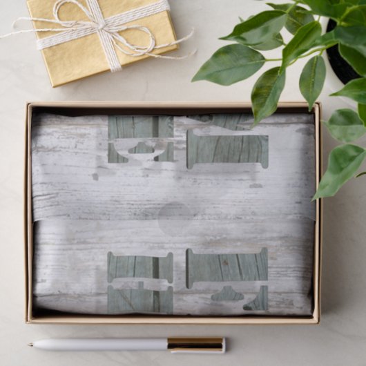 ホワイトウォッシュドのバーンドウッドウェスタンカントリーファームハウス 薄葉紙 (ギフト)