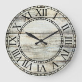 ホワイトウォッシュバーンウッドウォール ラージ壁時計 (正面)