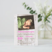 ホワイトウォッシュピンクの写真の誕生のお知らせ 案内ポストカード (スタンド正面)