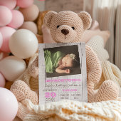 ホワイトウォッシュピンクの写真の誕生のお知らせ 案内ポストカード