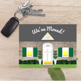 ホワイトウォッシュブリックハウスファサード新住所 案内ポストカード