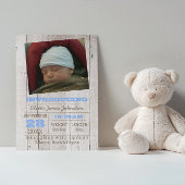 ホワイトウォッシュブルーフォト誕生のお知らせ 案内ポストカード