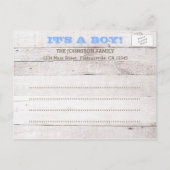 ホワイトウォッシュブルーフォト誕生のお知らせ 案内ポストカード (裏面)