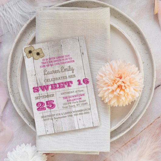 ホワイトウォッシュプラムSweet sixteen誕生日招待状 招待状