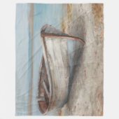 ホワイトウォッシュボートが岸に フリースブランケット (正面)