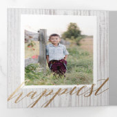 ホワイトウォッシュ素朴ウッドトリフォールドホリデーフォトカード 三つ折り招待状 (内部最初)