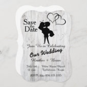 ホワイトウォッシュ結婚式招待状 セーブザデート (正面/裏面)