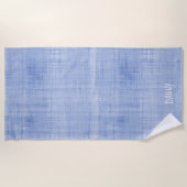 ホワイトウォッシュ リネン ブルー ホワイト ネーム ボーイズ プレピー サウス ビーチタオル (正面)