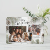 ホワイトウォッ素朴クウッドクリスマスフォトコラージュ シーズンカード (スタンド正面)