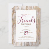 ホワイトウォッ素朴シュ材のフレンドディナー 招待状 (正面)