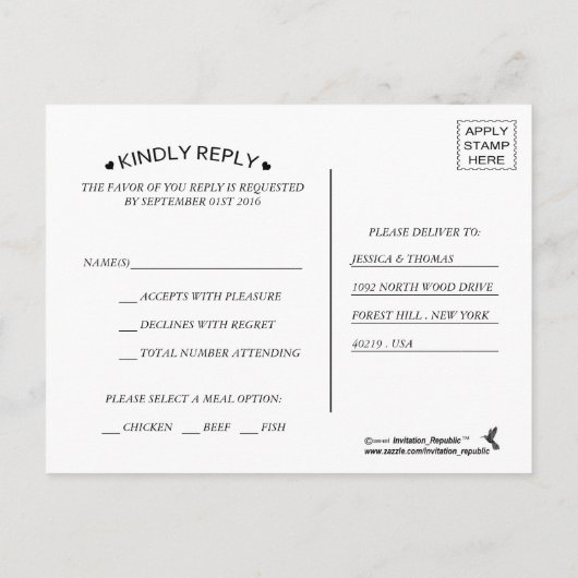 ホワイトウォッ航海のクウッドビーチ結婚式コレクション インビテーションポストカード (裏面)