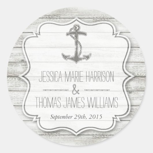ホワイトウォッ航海のクウッドビーチ結婚式コレクション ラウンドシール (正面)