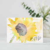 ホワイトウォーターで黄色のひまわりウェディングRSVP 出欠カード (スタンド正面)