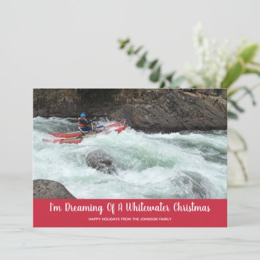 ホワイトウォーターのクリスマスあなた自身の写真フラット シーズンカード (スタンド正面)