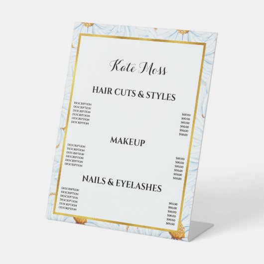 ホワイトウォーターの色のデイジーパターン 台座サイン (正面)