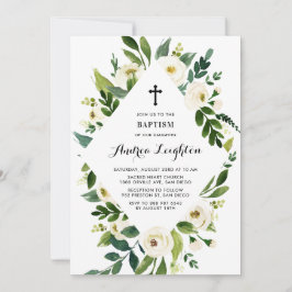 ホワイトウォーターの色の葉フローラフレームバプテスマ 招待状