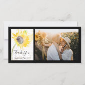 ホワイトウォーターの黄色のひまわり結婚の色 サンキューカード (正面)