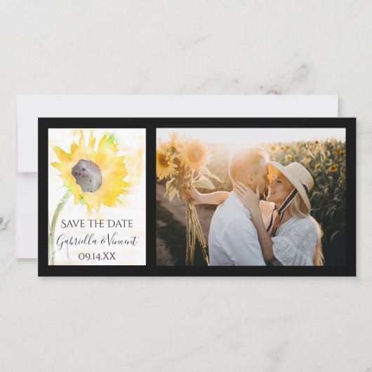 ホワイトウォーターの黄色のひまわり結婚の色 セーブザデート (正面)