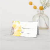 ホワイトウォーターの黄色のひまわり結婚の色 プレイスカード (正面)