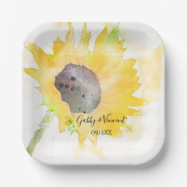 ホワイトウォーターの黄色のひまわり結婚の色 ペーパープレート