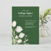 ホワイトウォーターカラーチューリップ誕生日パーティーの招待 招待状 (スタンド正面)