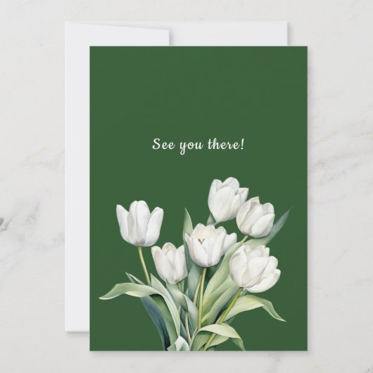ホワイトウォーターカラーチューリップ誕生日パーティーの招待 招待状 (裏面)