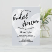 ホワイトウォーターカラーハートライトグレーブライダルシャワー 招待状 (スタンド正面)