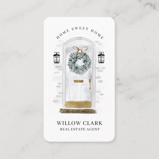 ホワイトウォーターカラーフロントドアリース実在エテート 名刺 (正面)