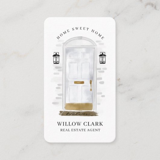 ホワイトウォーターカラーフロントドア実在エステートエージェント 名刺 (正面)