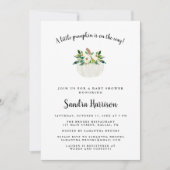 ホワイトウォーターカラーフローラカボチャ赤ちゃんシャワー 招待状 (正面)