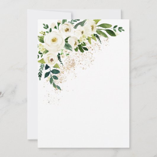 ホワイトウォーターカラーフローラカボチャ赤ちゃんシャワー 招待状 (裏面)