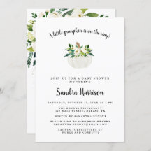 ホワイトウォーターカラーフローラカボチャ赤ちゃんシャワー