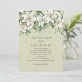 ホワイトウォーターカラーリリーグリーンリー結婚金ゴールド 招待状 (スタンド正面)
