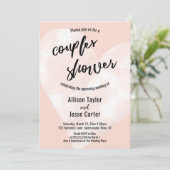 ホワイトウォーターハート赤面ピンクカップルのシャワー 招待状 (スタンド正面)