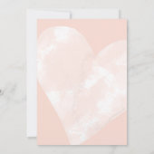 ホワイトウォーターハート赤面ピンクカップルのシャワー 招待状 (裏面)