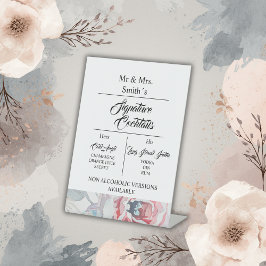 ホワイトウォーターバラシグネチャー結婚のカクテル 台座サイン