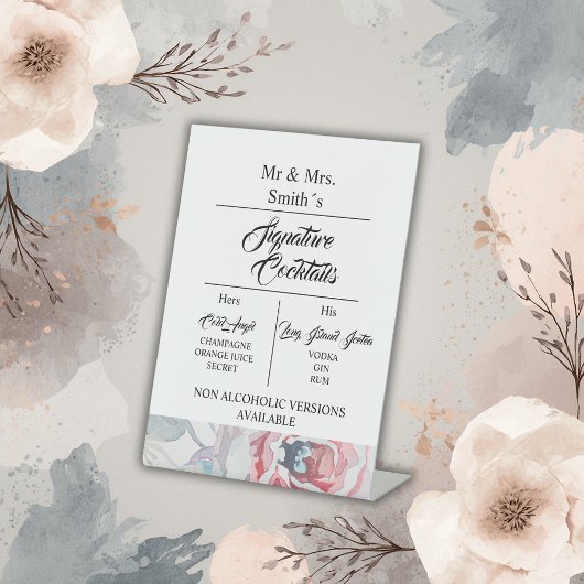 ホワイトウォーターバラシグネチャー結婚のカクテル 台座サイン