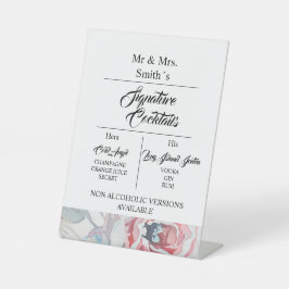 ホワイトウォーターバラシグネチャー結婚のカクテル 台座サイン