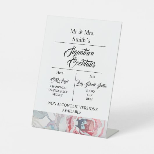 ホワイトウォーターバラシグネチャー結婚のカクテル 台座サイン (正面)