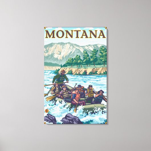 ホワイトウォーターラフティング – モンタナ キャンバスプリント (正面)