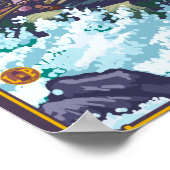 ホワイトウォーターラフティング – ヴィンテージ旅行ポスター ポスター (角)