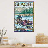 ホワイトウォーターラフティング – Glacier National Park, MT ポスター (キッチン)
