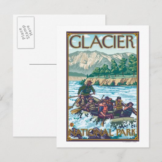 ホワイトウォーターラフティング – Glacier National Park, MT ポストカード (正面/裏面)