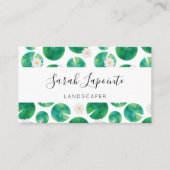 ホワイトウォーターリリーフラワーズアンドリリーパッドデザイン 名刺 (正面)