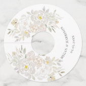 ホワイトウォーター結婚カラーフラワーズワイングラスラベル ワイングラスタグ (正面)