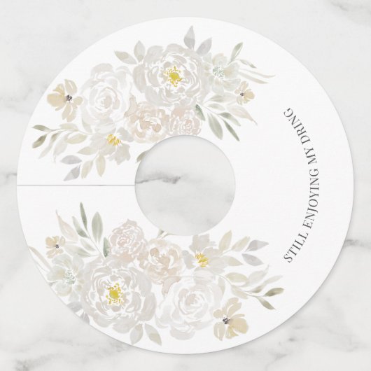 ホワイトウォーター結婚カラーフラワーズワイングラスラベル ワイングラスタグ (裏面)