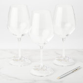 ホワイトウォーター結婚カラーフラワーズワイングラスラベル ワイングラスタグ (セット)