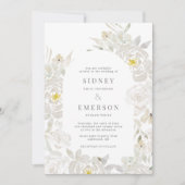 ホワイトウォーター結婚カラー牡丹のアーチ招待状 招待状 (正面)