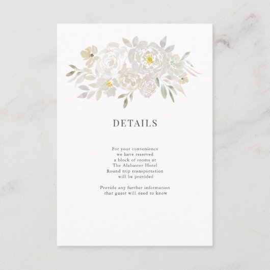 ホワイトウォーター結婚カラー牡丹詳細 エンクロージャーカード (正面)